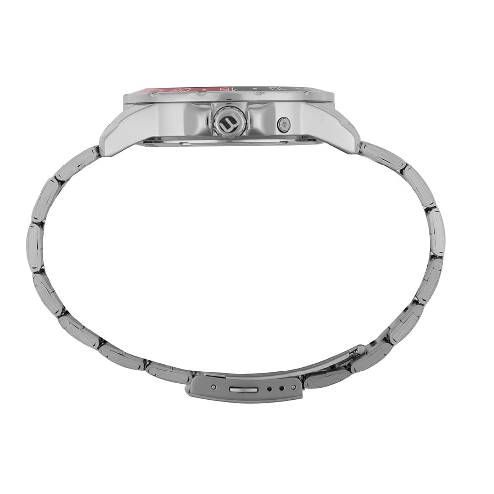 Relógio Masculino Aço Anadigi Prata Dia da Semana Prata 3