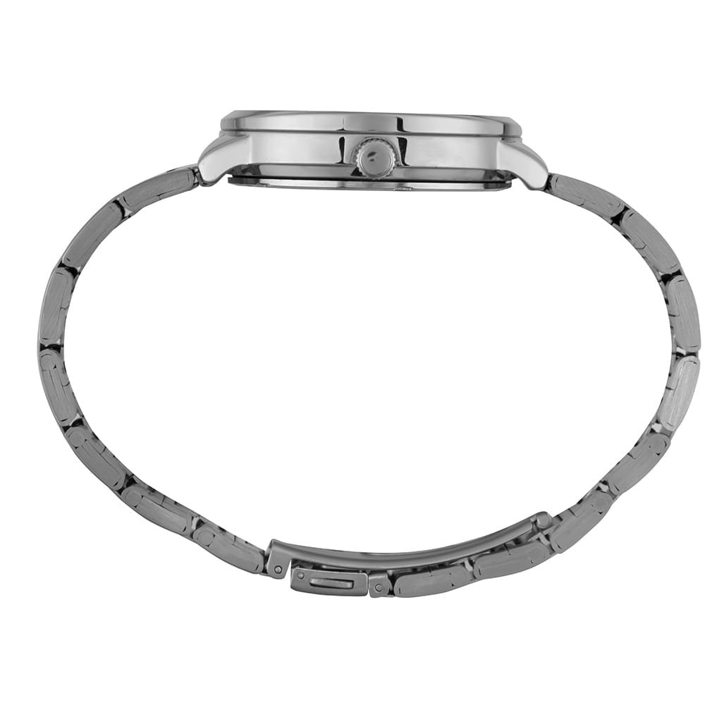 Relógio Feminino Aço Prata Coração Cristais Prata 2