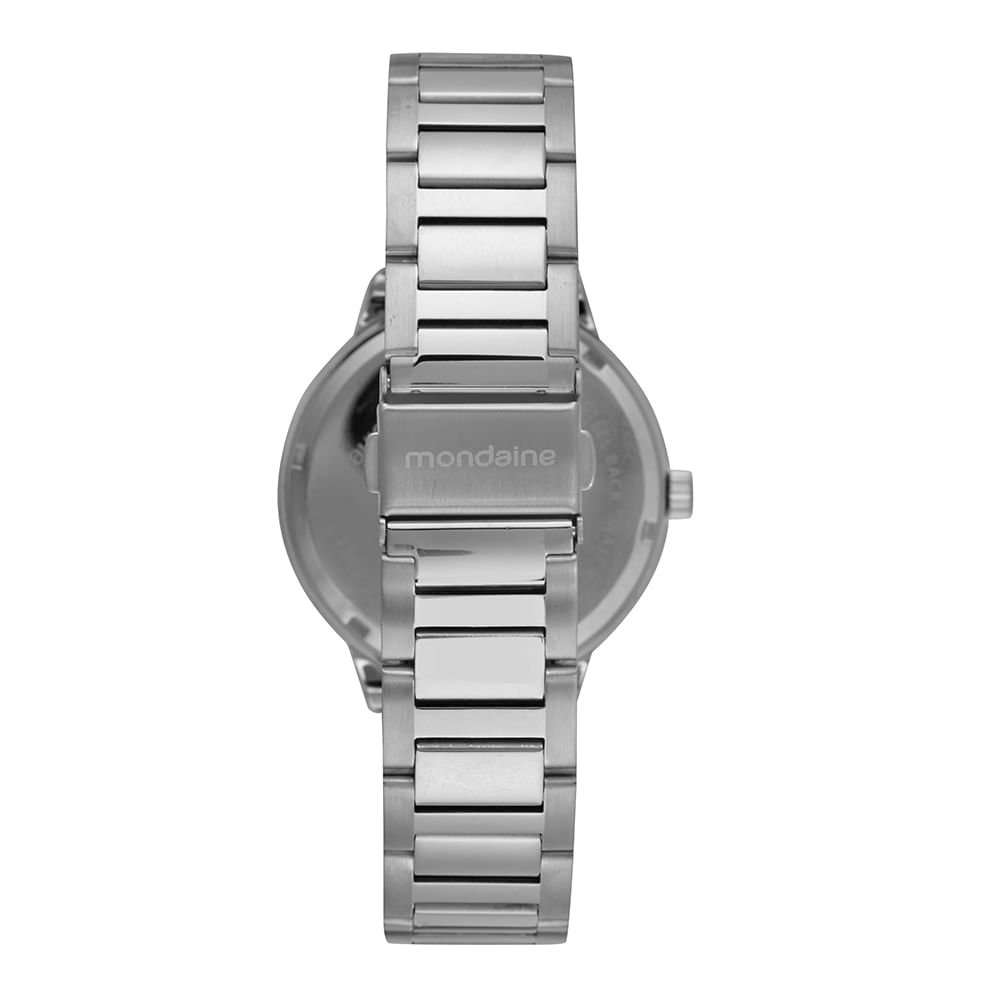 Relógio Feminino Aço Prata Coração Cristais Prata 3