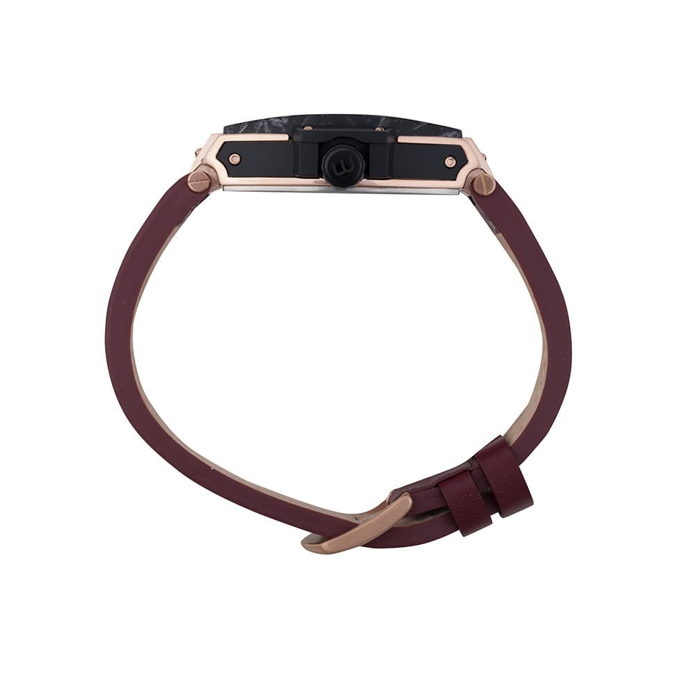 Relógio Masculino Calendário Vermelho Couro Preto 3