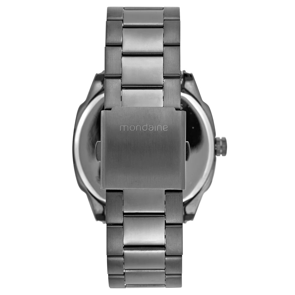 Relógio Masculino Quadrado Aço Preto Dia da Semana Preto 4