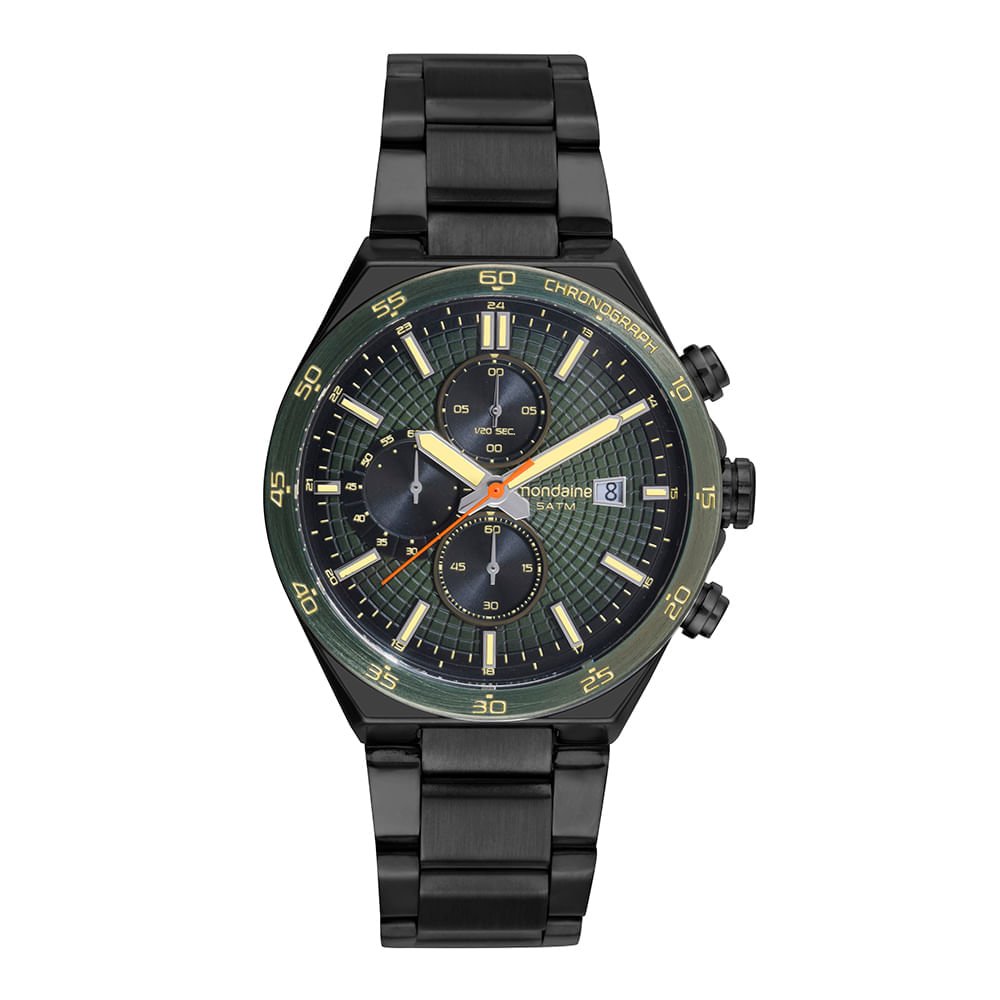 Relógio Masculino Cronógrafo Aço Verde Calendário