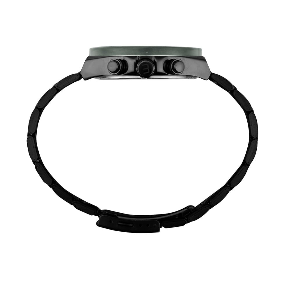 Relógio Masculino Cronógrafo Aço Verde Calendário Preto 3