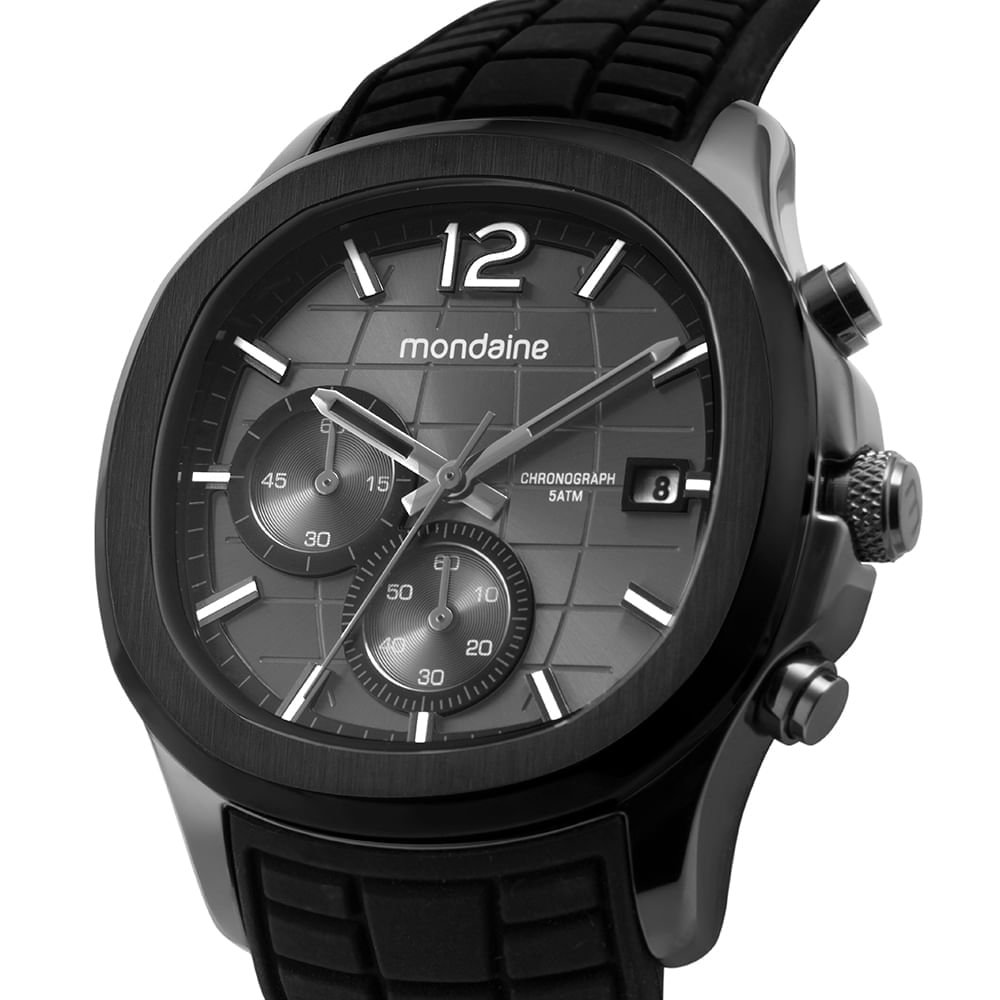 Relógio Masculino Quadrado Preto Cronógrafo Fitting Preto 2