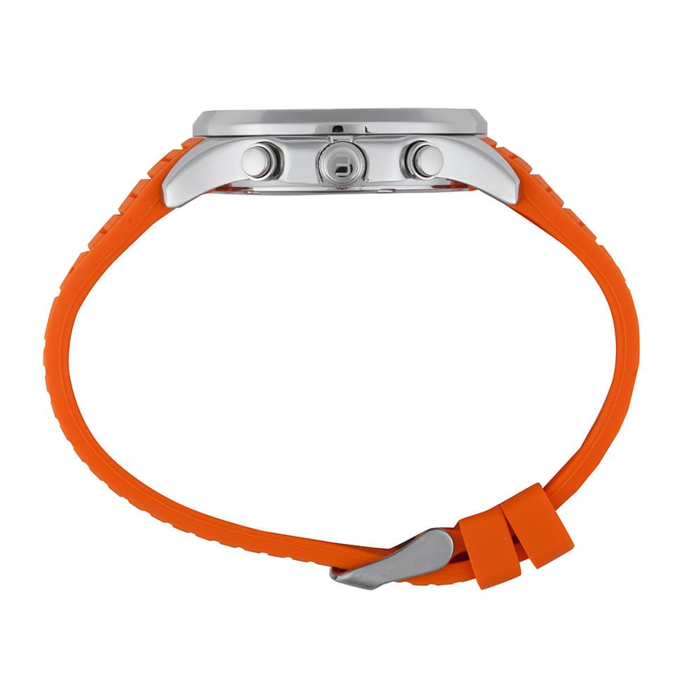 Relógio Masculino Quadrado Cronógrafo Laranja Fitting Prata 3