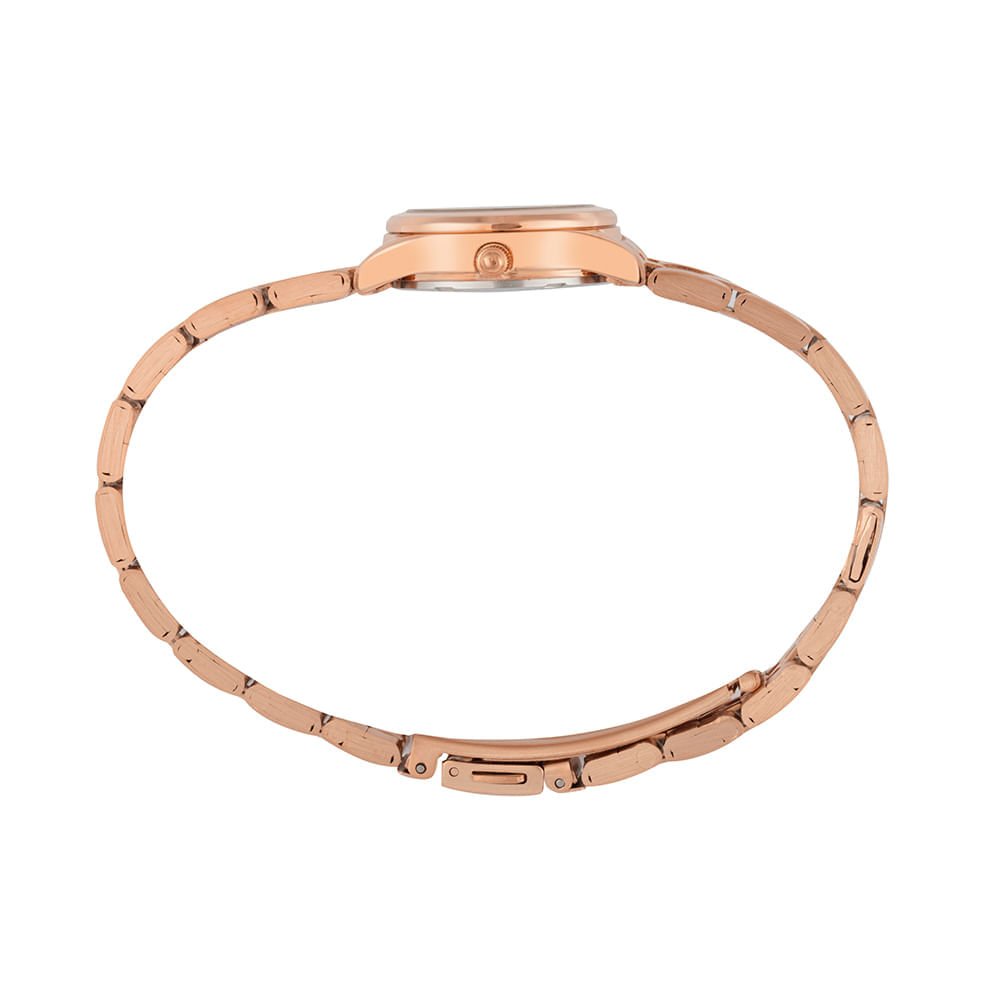 Relógio Feminino Dourado Caixa Pequena Rose Aço Dourado 3