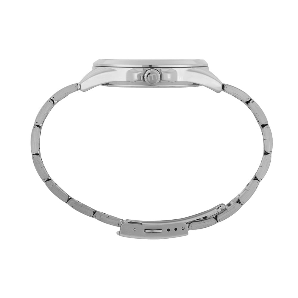 Relógio Masculino Prata Aço Mostrador Azul Prata 2