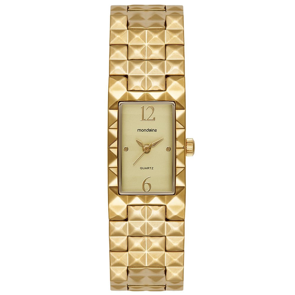 Relógio Feminino Dourado Quadrado Bracelete