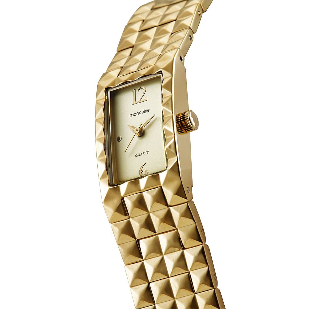 Relógio Feminino Dourado Quadrado Bracelete Dourado 2