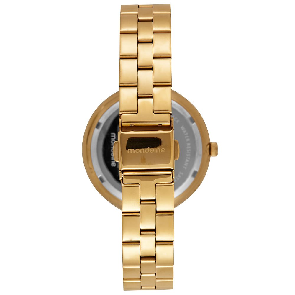 Relógio Feminino Dourado Pulseira Aço Cristais Dourado 4