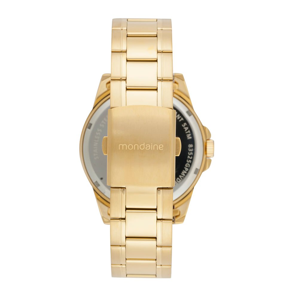 Relógio Masculino Dourado Aço Analógico Dourado 3