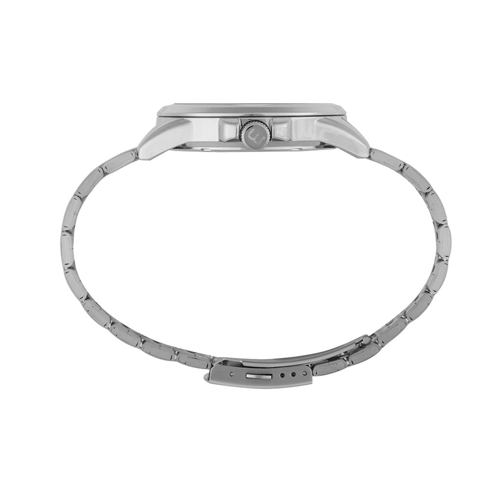 Relógio Masculino Prata Aço Mostrador Branco Prata 2