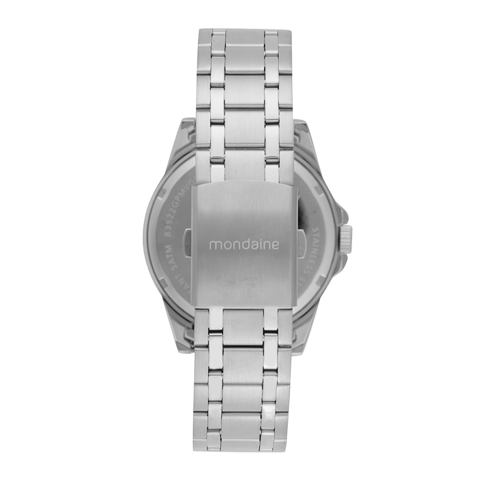 Relógio Masculino Prata Aço Mostrador Branco Prata 3