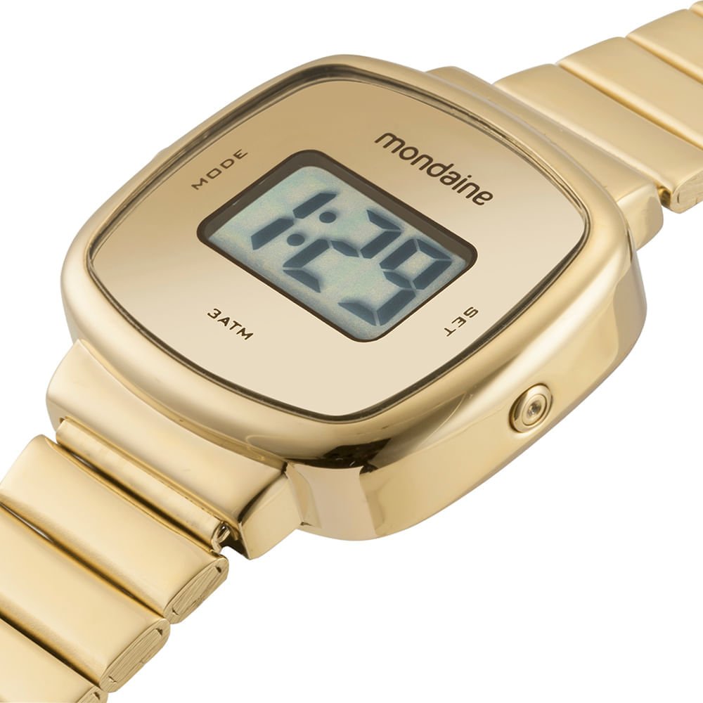 Relógio Feminino Dourado Quadrado Digital Caixa Pequena Dourado 2