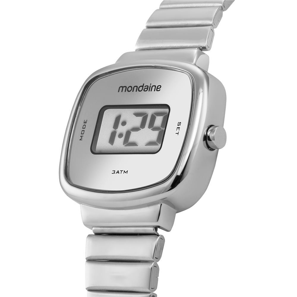 Relógio Feminino Prata Quadrado Digital Caixa Pequena Prata 2