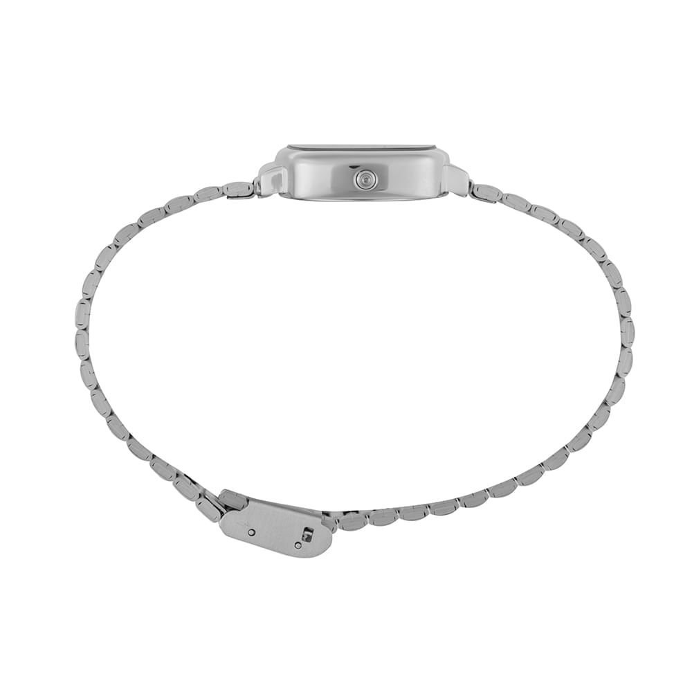 Relógio Feminino Prata Quadrado Digital Caixa Pequena Prata 3