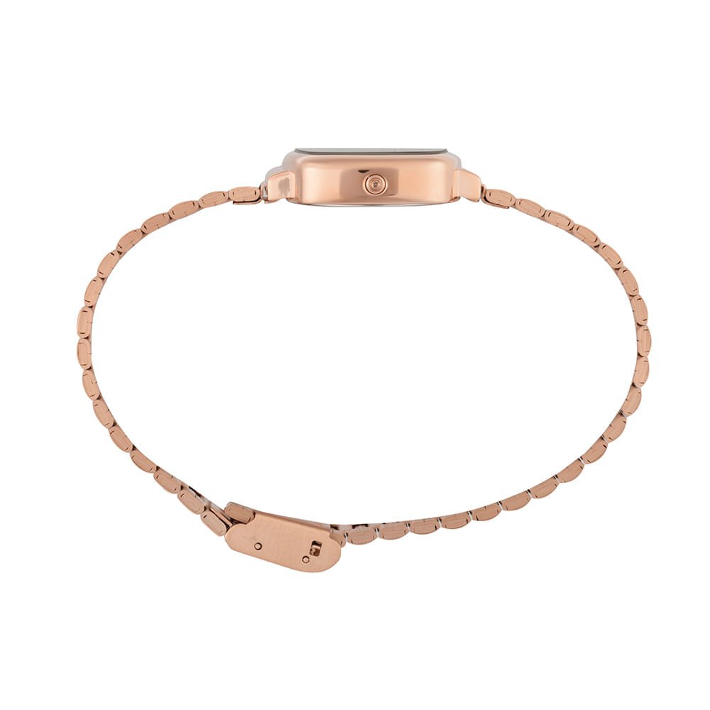 Relógio Feminino Quadrado Rose Digital Dourado 3