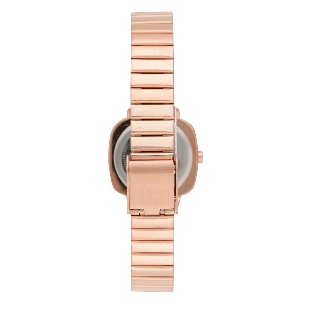 Relógio Feminino Quadrado Rose Digital Dourado 4
