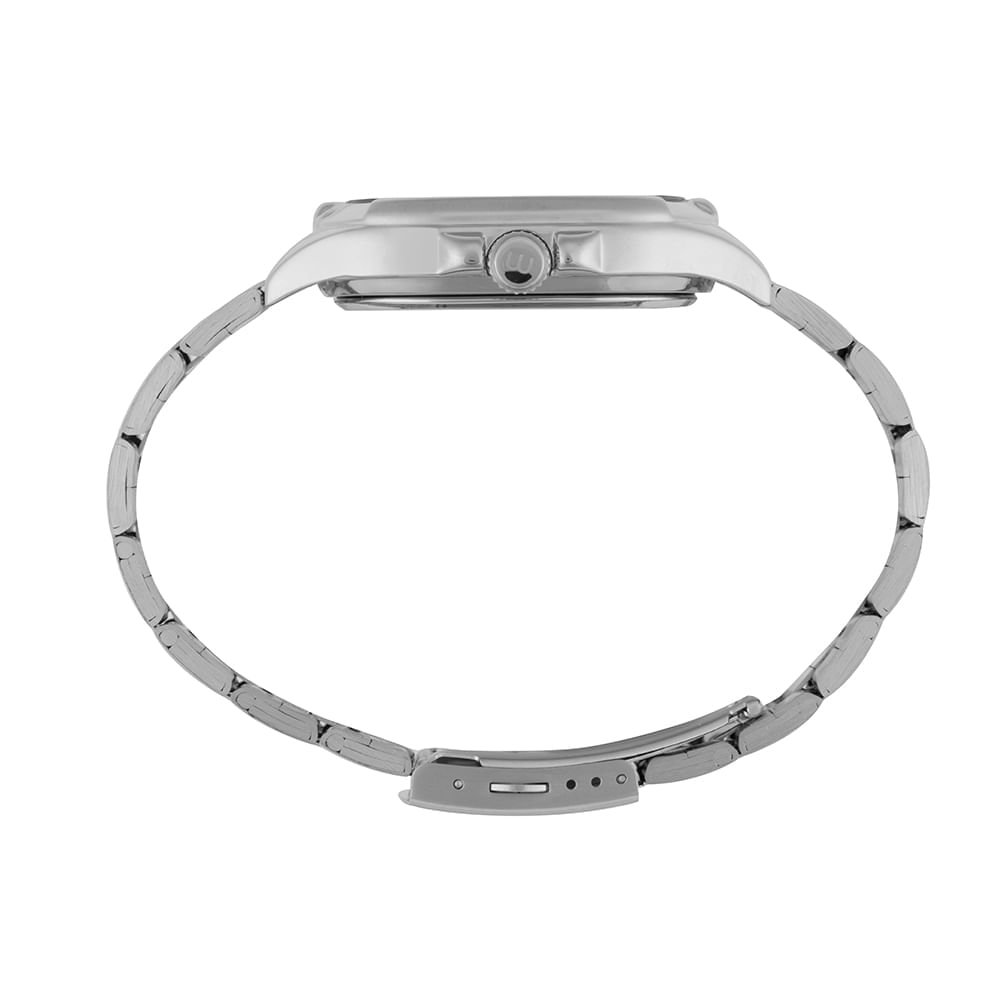 Relógio Masculino Prata Quadrado Calendário Pulso Médio Prata 2