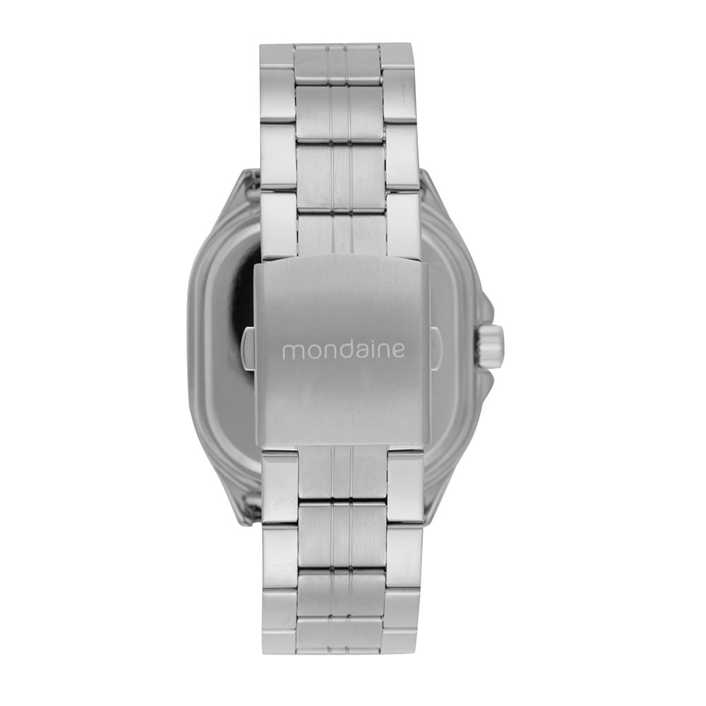 Relógio Masculino Prata Quadrado Calendário Pulso Médio Prata 3