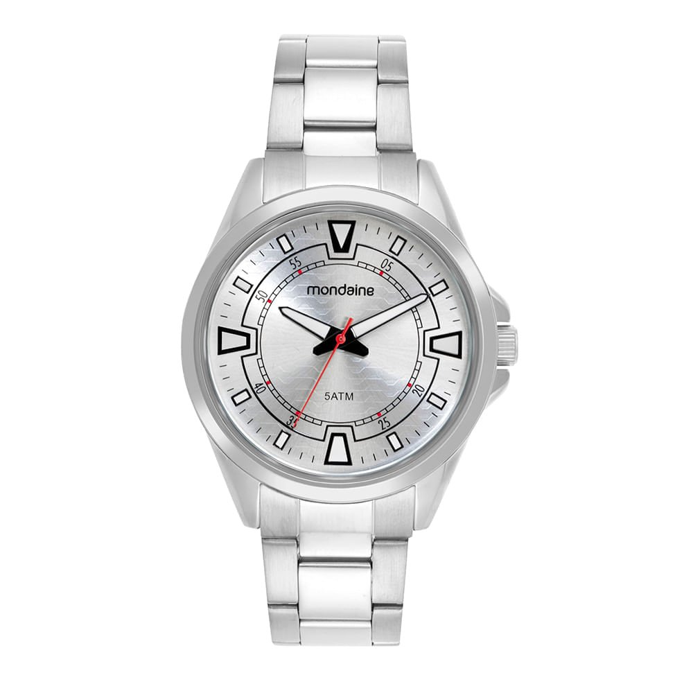 Relógio Masculino Prata Aço Analógico Mostrador Prata