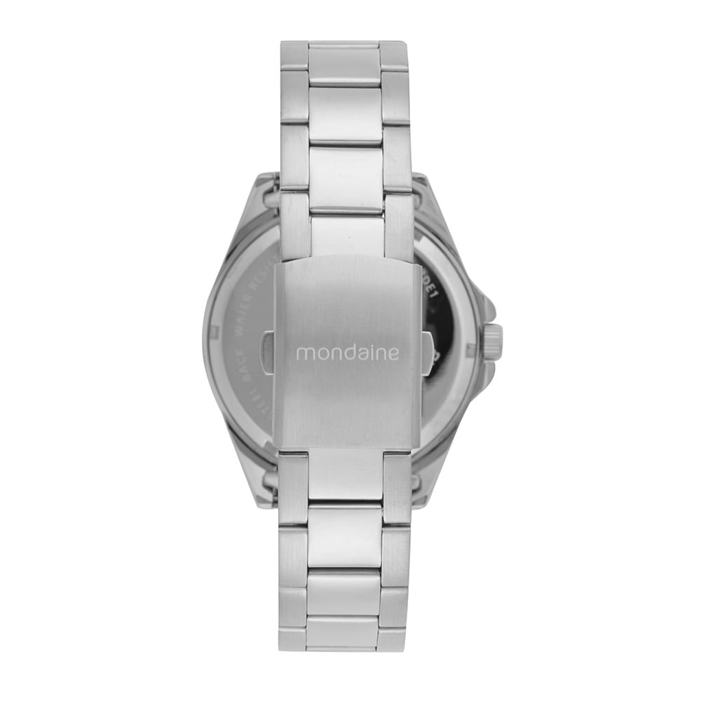 Relógio Masculino Prata Aço Analógico Mostrador Prata Prata 3