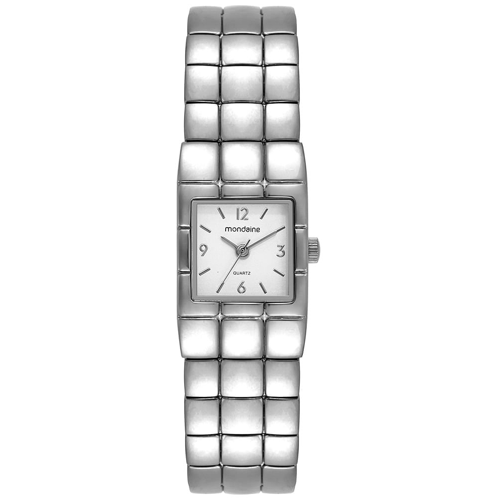 Relógio Feminino Prata Metal Quadrado Index e Números Prata 4