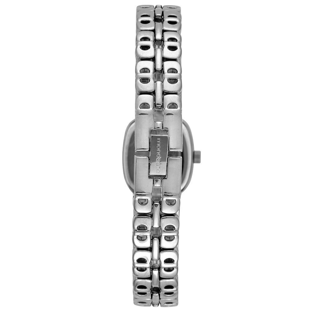 Relógio Feminino Mondaine Prata Metal Oval Mostrador Branco Prata 4
