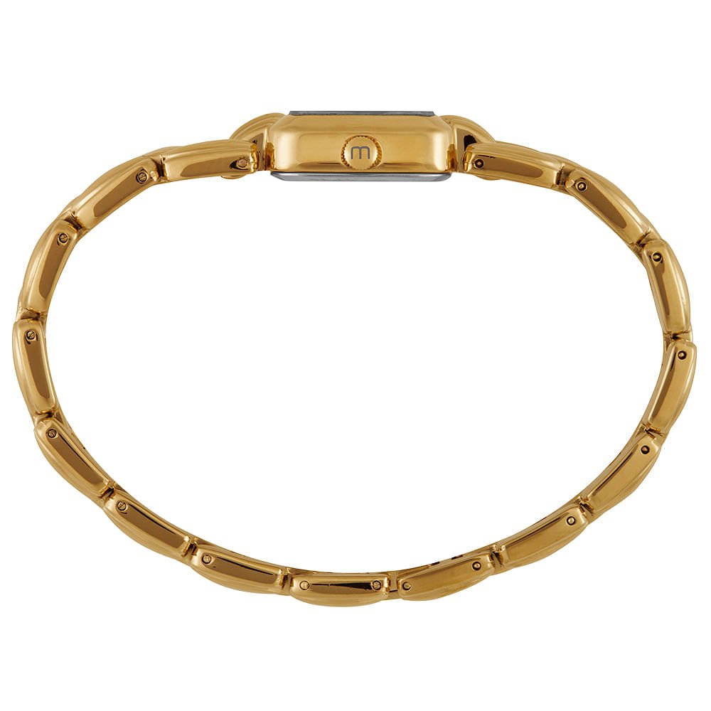 Relógio Feminino Dourado Metal Quadrado Index Champagne Dourado 3