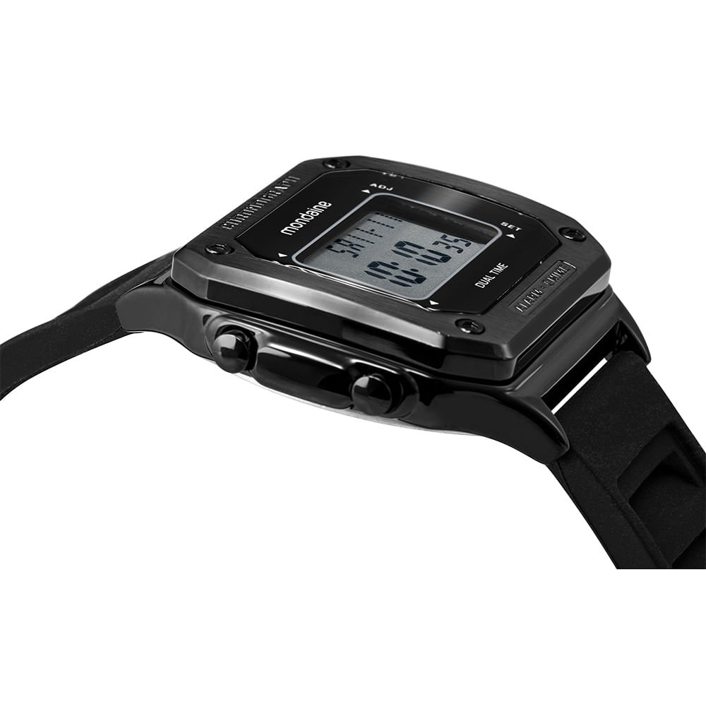 Relógio Masculino Quadrado Preto Digital Silicone Preto 2