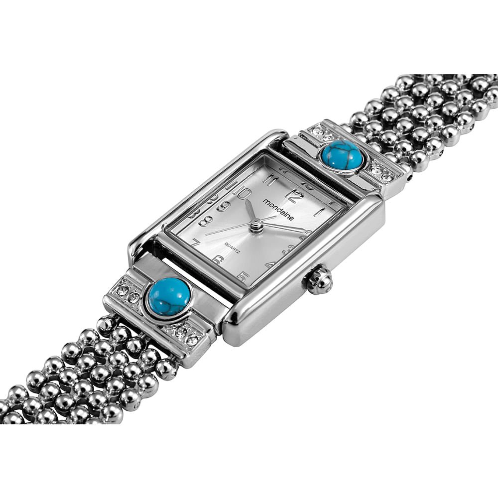 Relógio Feminino Mondaine Prata Metal Quadrado Prata 2