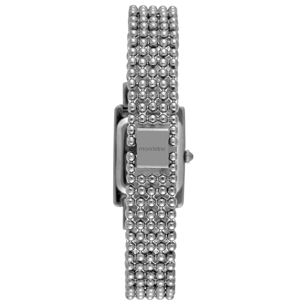 Relógio Feminino Mondaine Prata Metal Quadrado Prata 4
