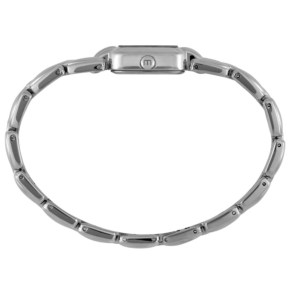 Relógio Feminino Prata Metal Quadrado Mostrador Branco Prata 3