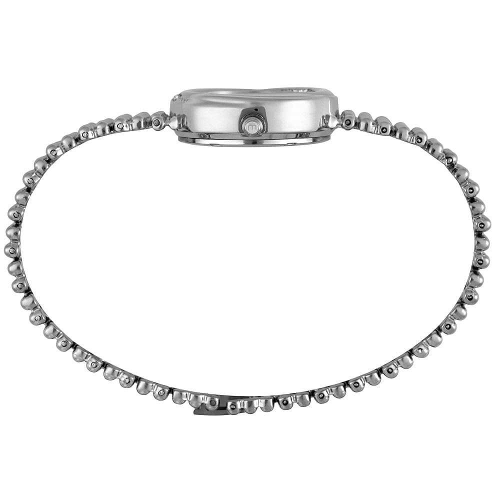 Relógio Feminino Prata Metal Redondo Mostrador Branco Prata 3