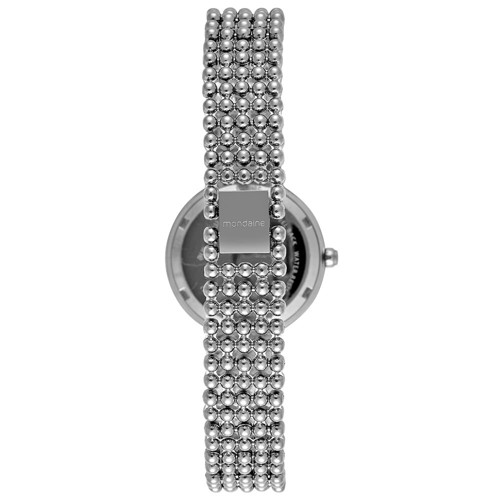 Relógio Feminino Prata Metal Redondo Mostrador Branco Prata 4