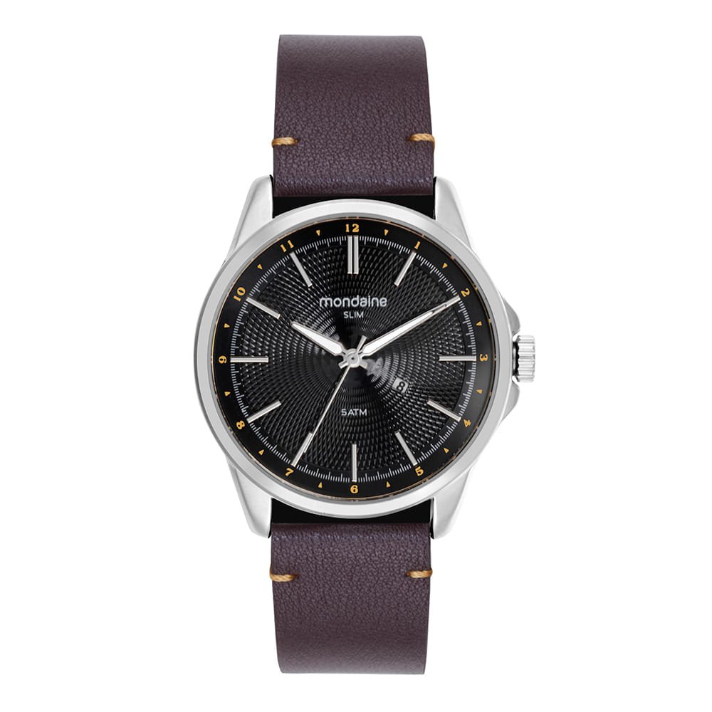 Relógio Masculino Mondaine Marrom Couro Analógico Calendário