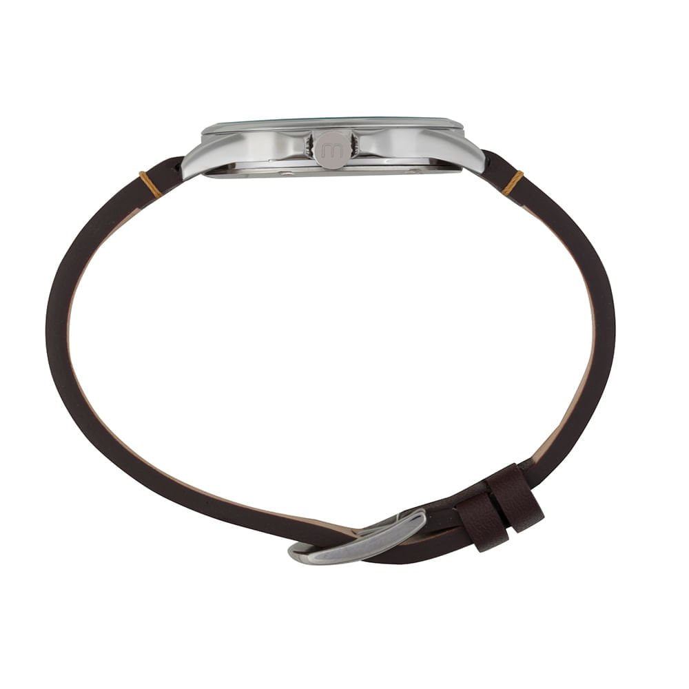 Relógio Masculino Mondaine Marrom Couro Analógico Calendário Prata 3