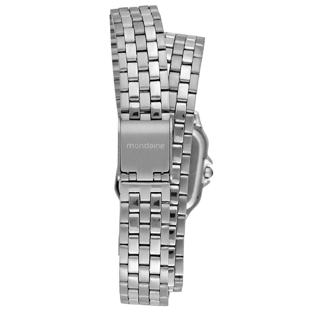 Relógio Feminino Prata Aço Quadrado Index Completo Prata 4