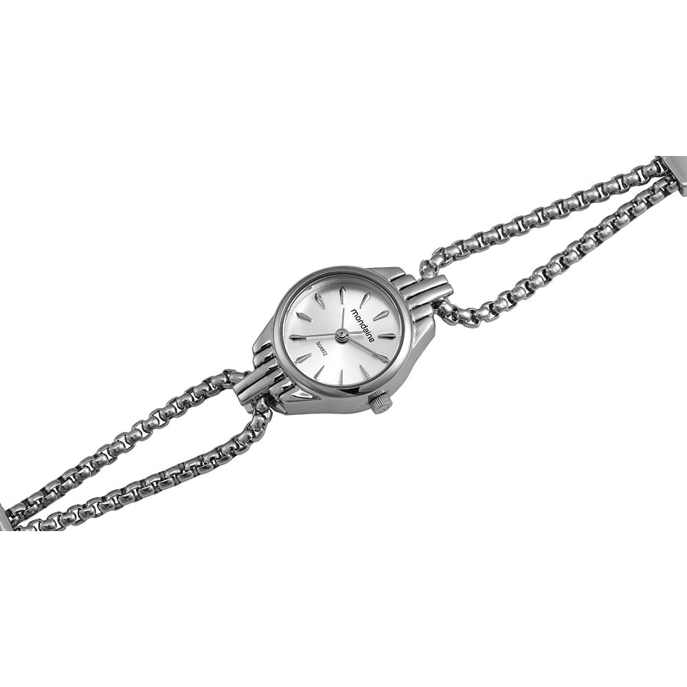 Relógio Feminino Mondaine Prata Aço Redondo Delicado Prata 2