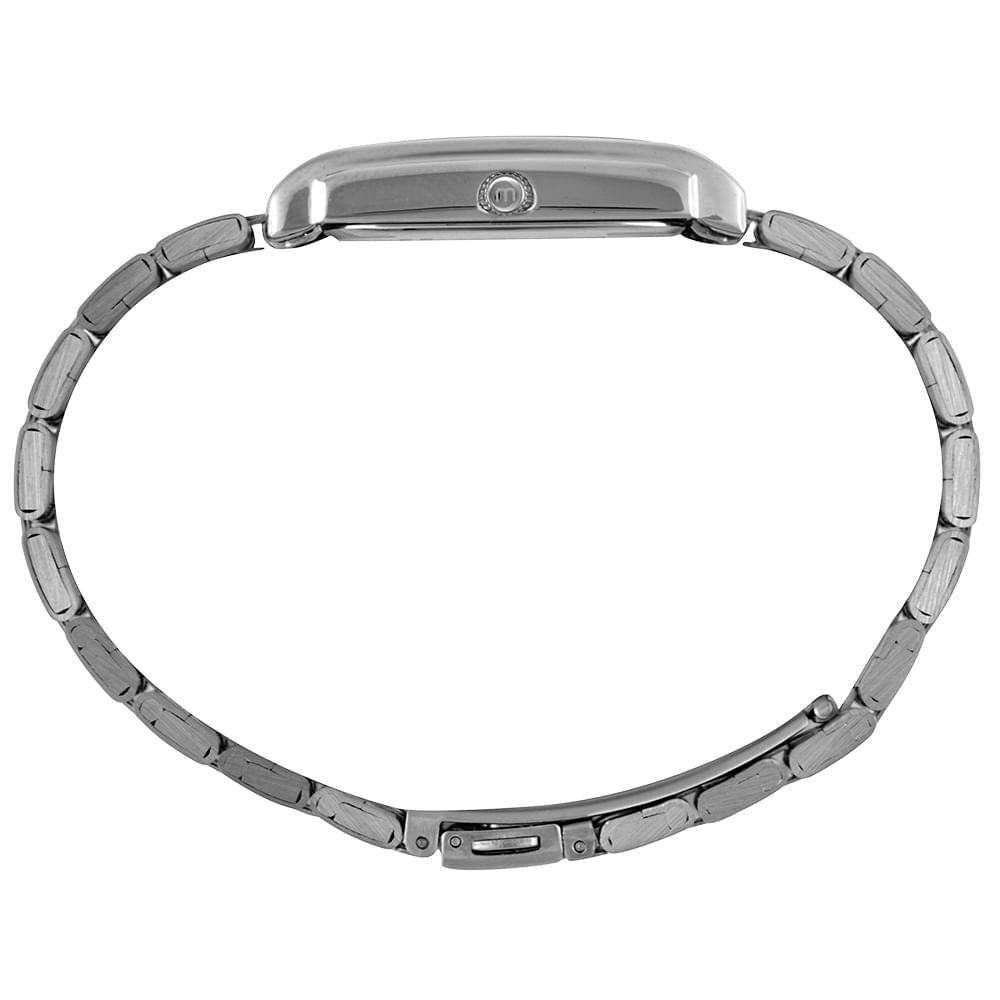 Relógio Feminino Prata Aço Quadrado Mostrador Prata Prata 3