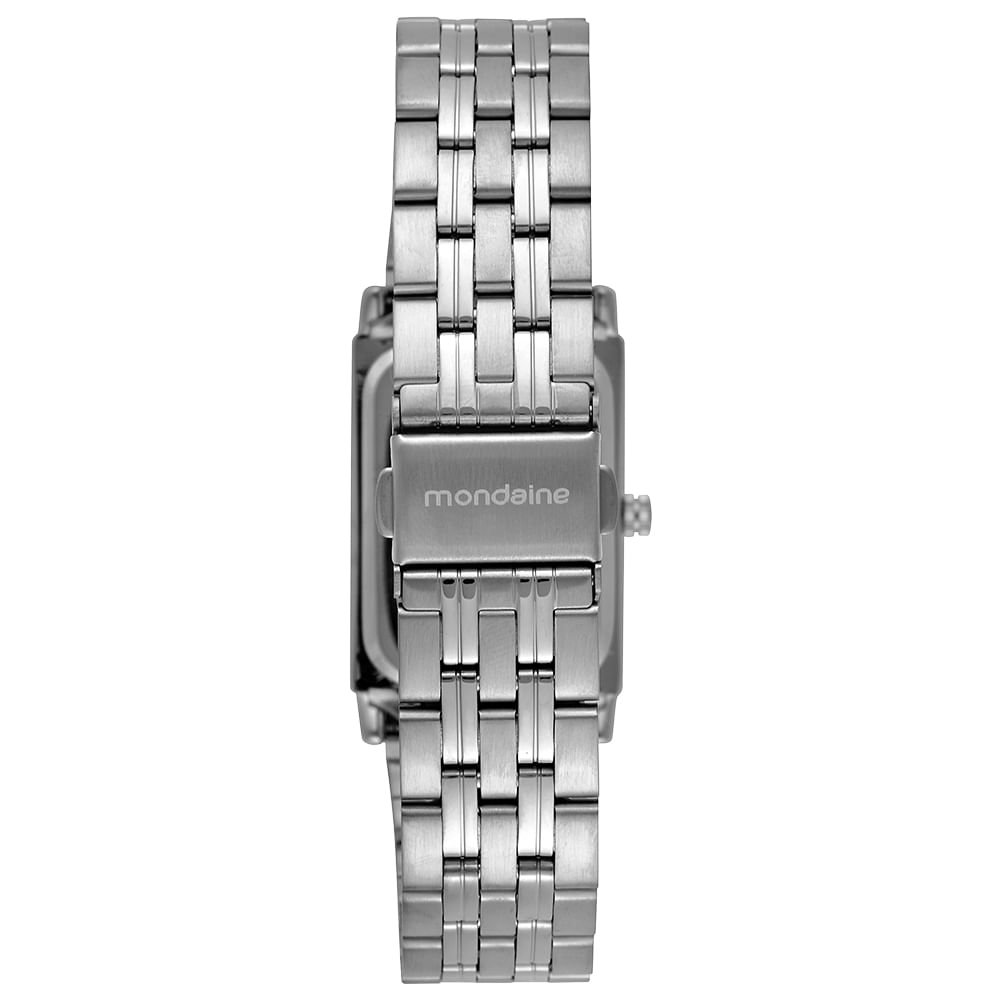 Relógio Feminino Prata Aço Quadrado Mostrador Prata Prata 4