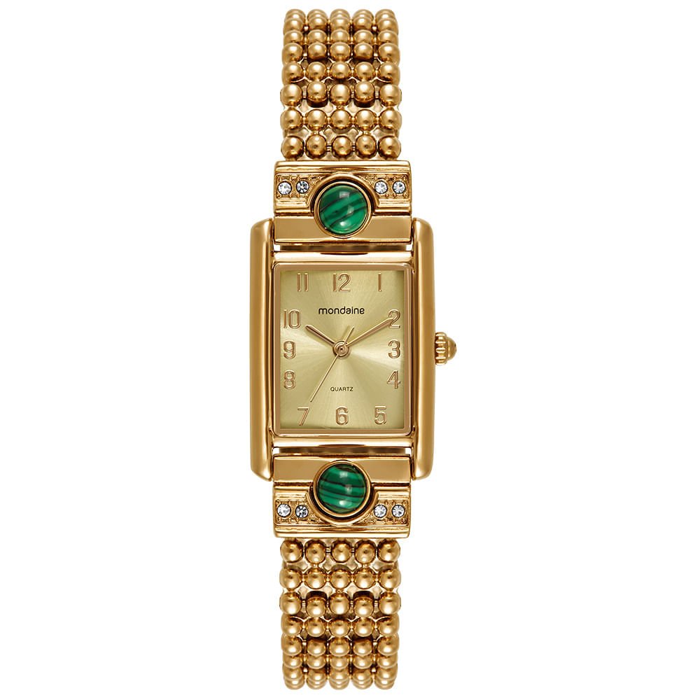 Relógio Feminino Mondaine Dourado Metal Quadrado Luxo