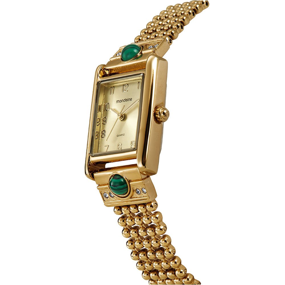Relógio Feminino Mondaine Dourado Metal Quadrado Luxo Dourado 2