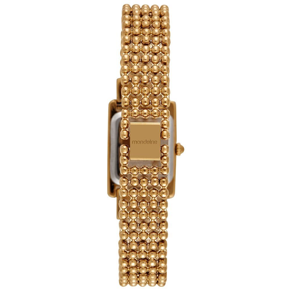 Relógio Feminino Mondaine Dourado Metal Quadrado Luxo Dourado 4