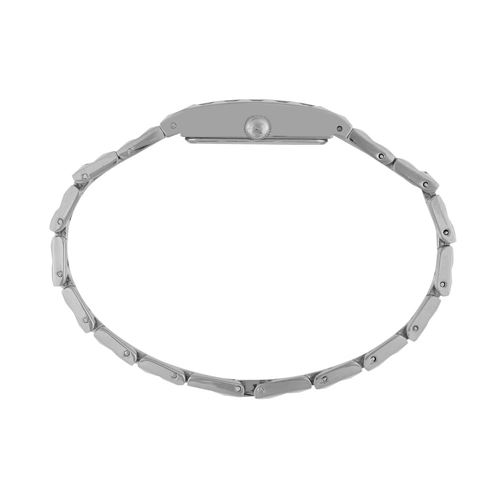 Relógio Feminino Prata Metal Quadrado Mostrador Prata Prata 5