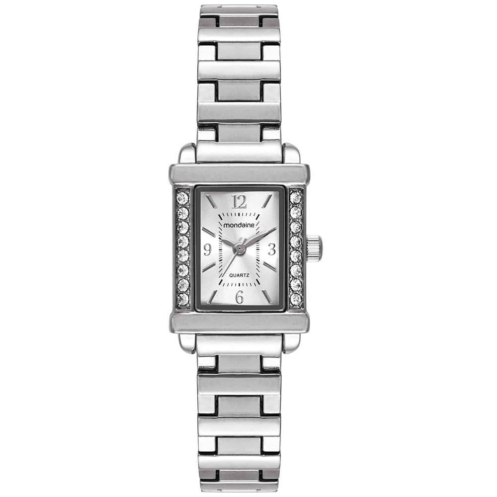 Relógio Feminino Mondaine Prata Quadrado Metal Index
