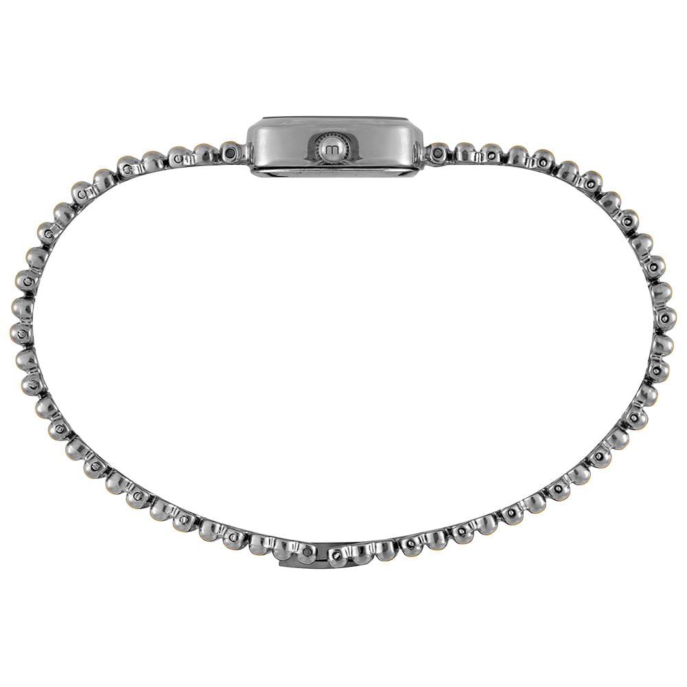 Relógio Feminino Bicolor Metal Quadrado Index Prata Prata 3