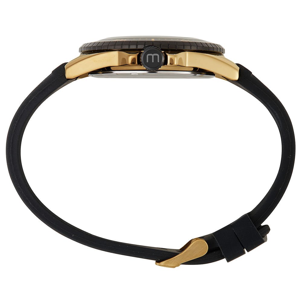 Relógio Masculino Mondaine Preto Silicone Dourado 3
