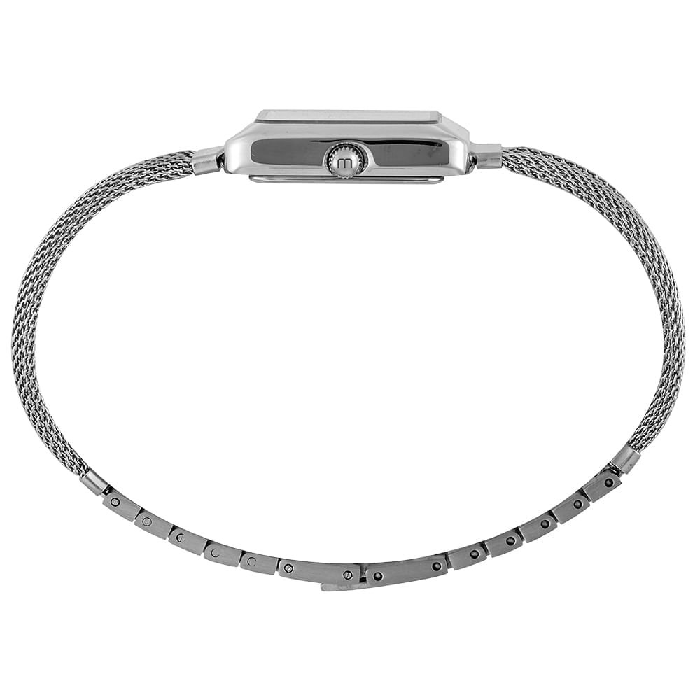 Relógio Feminino Prata Aço Quadrado Mostrador Prata Prata 3