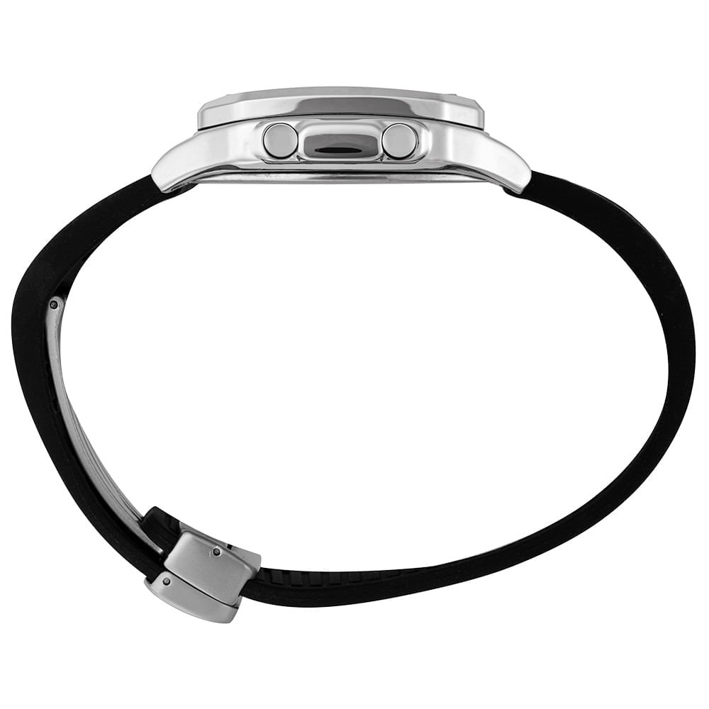 Relógio Masculino Digital Preto Silicone Quadrado Prata 3